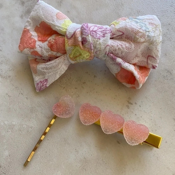 Anthropologie Pink Hair Bow Barrette Clip Bundle - Picture 1 of 4